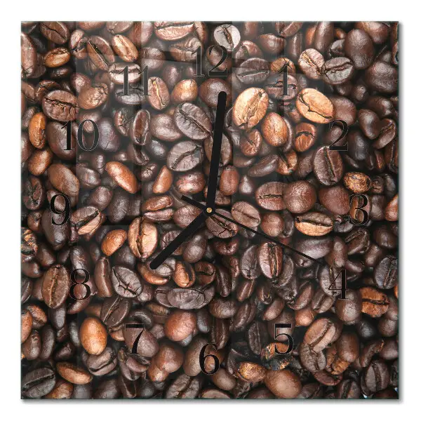 Quadratische wanduhr modern Kaffeebohnen