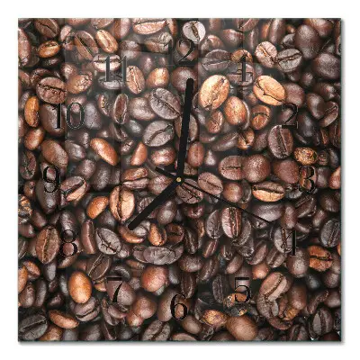 Quadratische wanduhr modern Kaffeebohnen