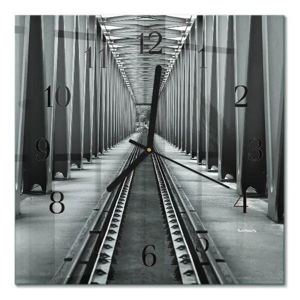 Moderne wanduhr quadratisch Eisenbahnschienen