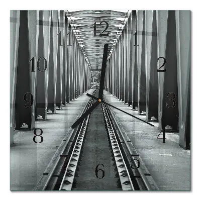 Moderne wanduhr quadratisch Eisenbahnschienen