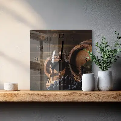 Wanduhr mit motiv quadratisch Ein Fass Wein
