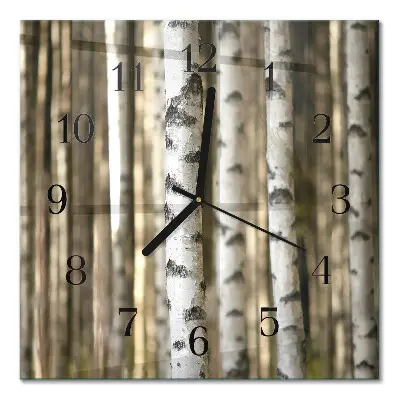 Quadratische wanduhr Birken
