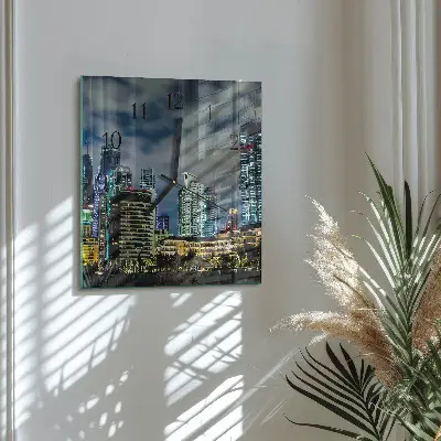 Moderne wanduhr quadratisch Nachtstadt