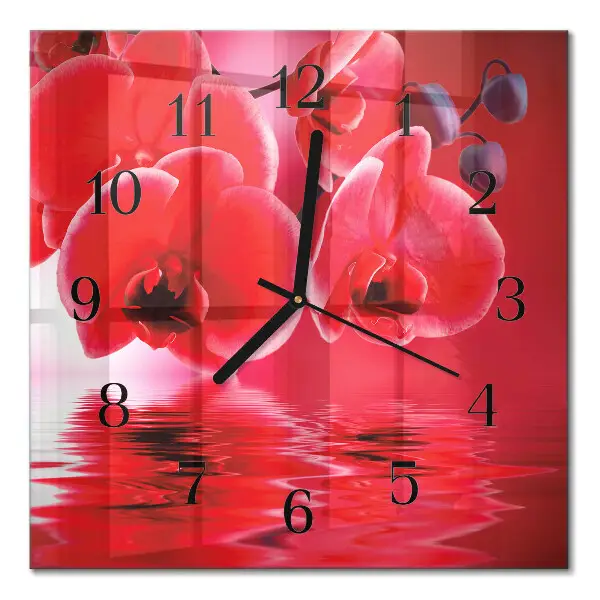 Quadratische wanduhr Orchidee