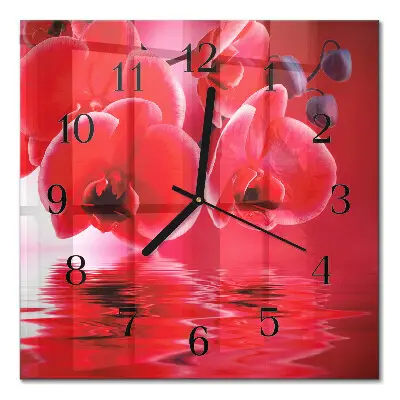 Quadratische wanduhr Orchidee