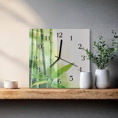 Quadratische wanduhr Bambus