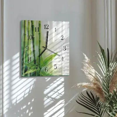 Quadratische wanduhr Bambus