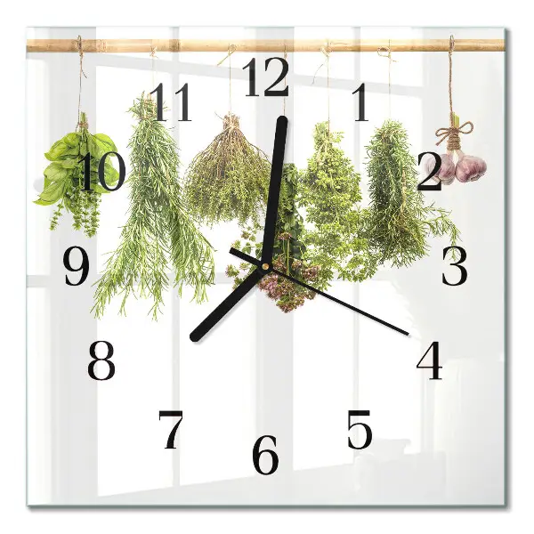 Quadratische wanduhr Kräuter