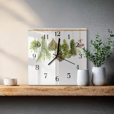 Quadratische wanduhr Kräuter