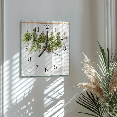 Quadratische wanduhr Kräuter