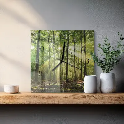 Quadratische wanduhr modern Waldnatur