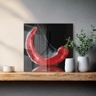 Glasuhr quadratisch Chili-Pfeffer