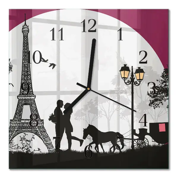 Moderne wanduhr quadratisch Liebe zu Paris