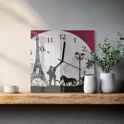 Moderne wanduhr quadratisch Liebe zu Paris