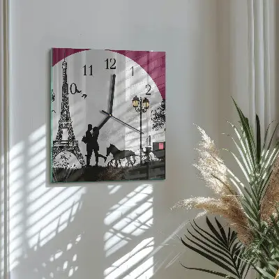 Moderne wanduhr quadratisch Liebe zu Paris
