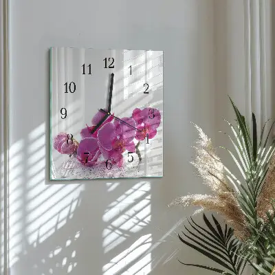 Quadratische wanduhr modern Orchidee