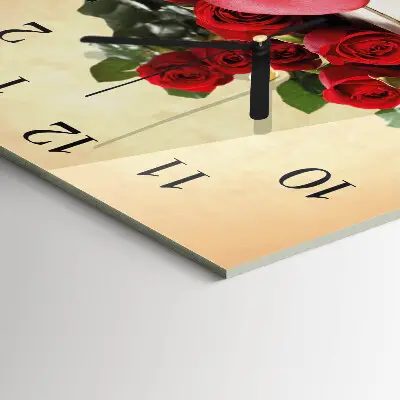 Quadratische wanduhr Rosen