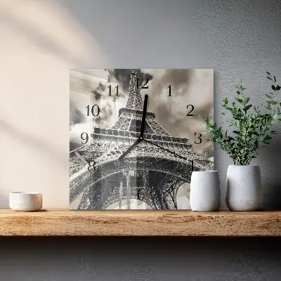Moderne wanduhr quadratisch Eiffelturm