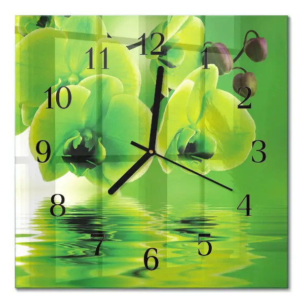 Quadratische wanduhr Orchidee
