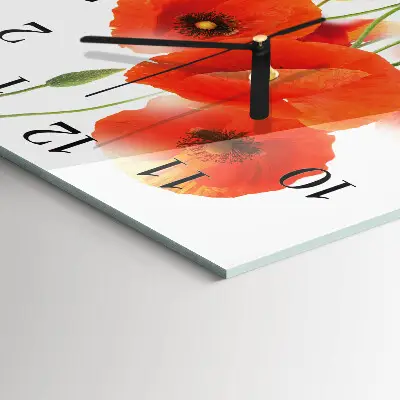 Glasuhr quadratisch Mohnblumen