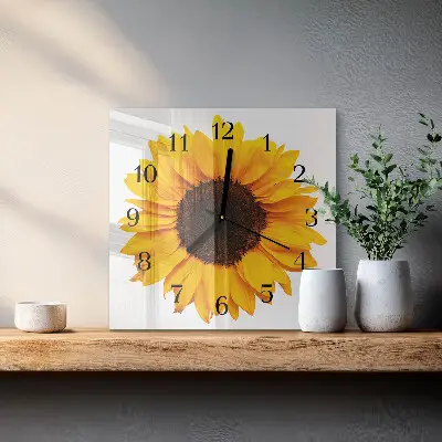 Quadratische wanduhr modern Sonnenblume