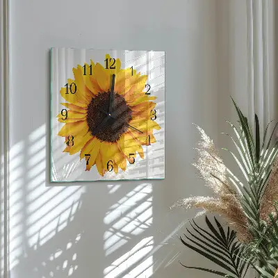 Quadratische wanduhr modern Sonnenblume
