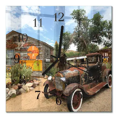 Quadratische wanduhr Altes Auto