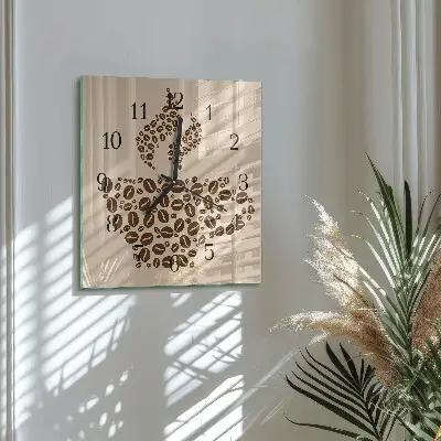 Quadratische wanduhr modern Kaffee