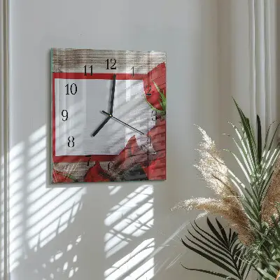 Quadratische wanduhr Rosen