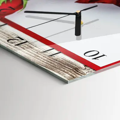 Quadratische wanduhr Rosen
