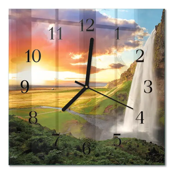 Quadratische wanduhr Wasserfall