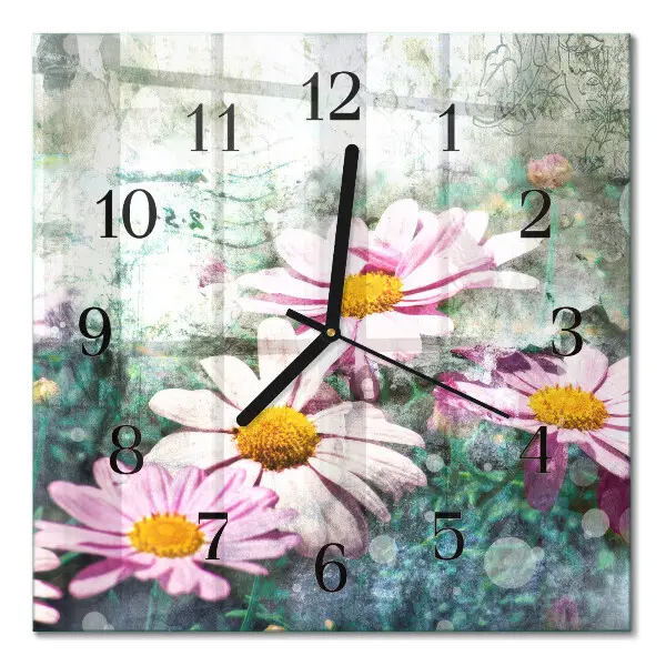 Wanduhr mit motiv quadratisch Blumen