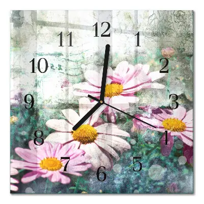 Wanduhr mit motiv quadratisch Blumen