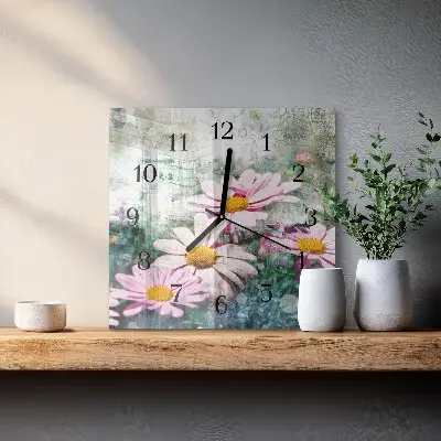 Wanduhr mit motiv quadratisch Blumen