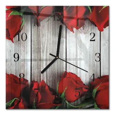 Wanduhr mit motiv quadratisch Rosentabletten