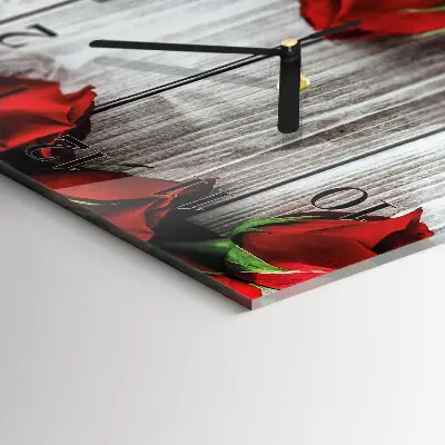 Wanduhr mit motiv quadratisch Rosentabletten