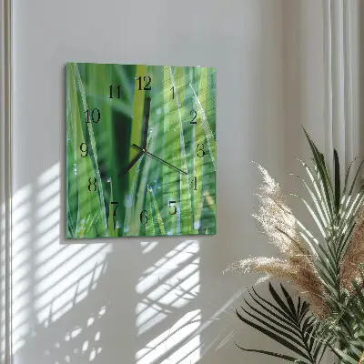 Glasuhr quadratisch Gras