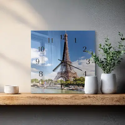 Quadratische wanduhr modern Eiffelturm