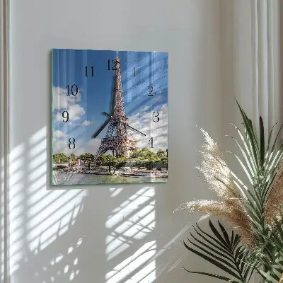 Quadratische wanduhr modern Eiffelturm