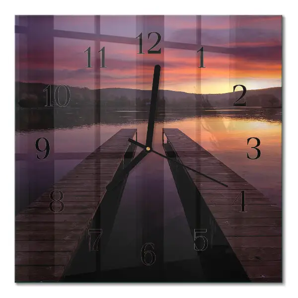 Glasuhr quadratisch Sonnenuntergang