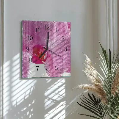 Glasuhr quadratisch Orchidee