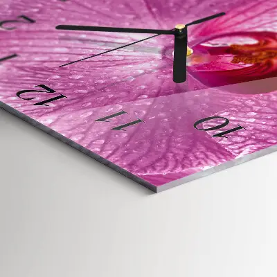 Glasuhr quadratisch Orchidee