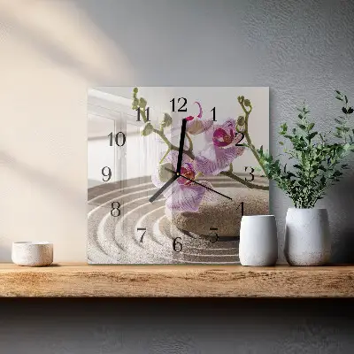Moderne wanduhr quadratisch Sandorchidee