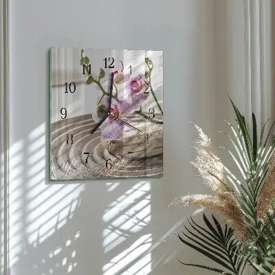 Moderne wanduhr quadratisch Sandorchidee