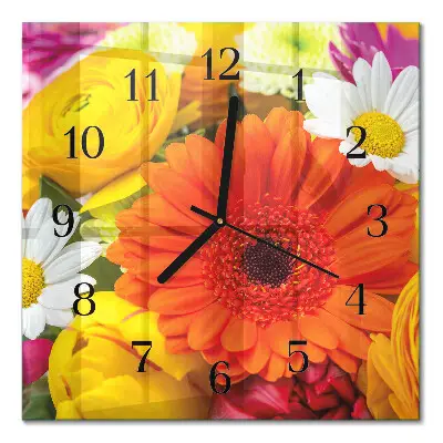 Wanduhr mit motiv quadratisch Blumen