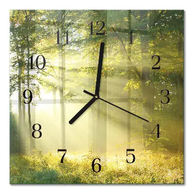 Quadratische wanduhr modern Wald