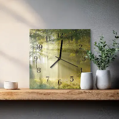 Quadratische wanduhr modern Wald
