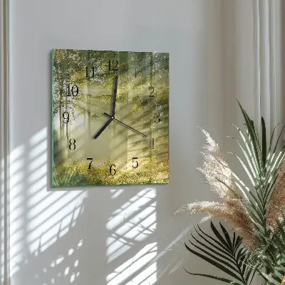 Quadratische wanduhr modern Wald