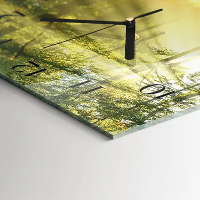 Quadratische wanduhr modern Wald