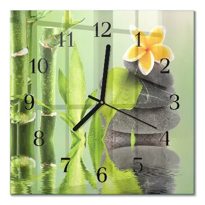 Quadratische wanduhr Bambussteine